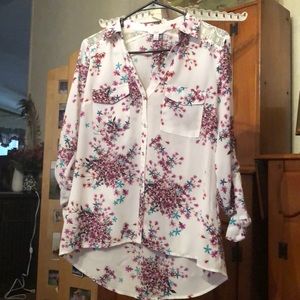 Candies white with floral long sleeve blouse